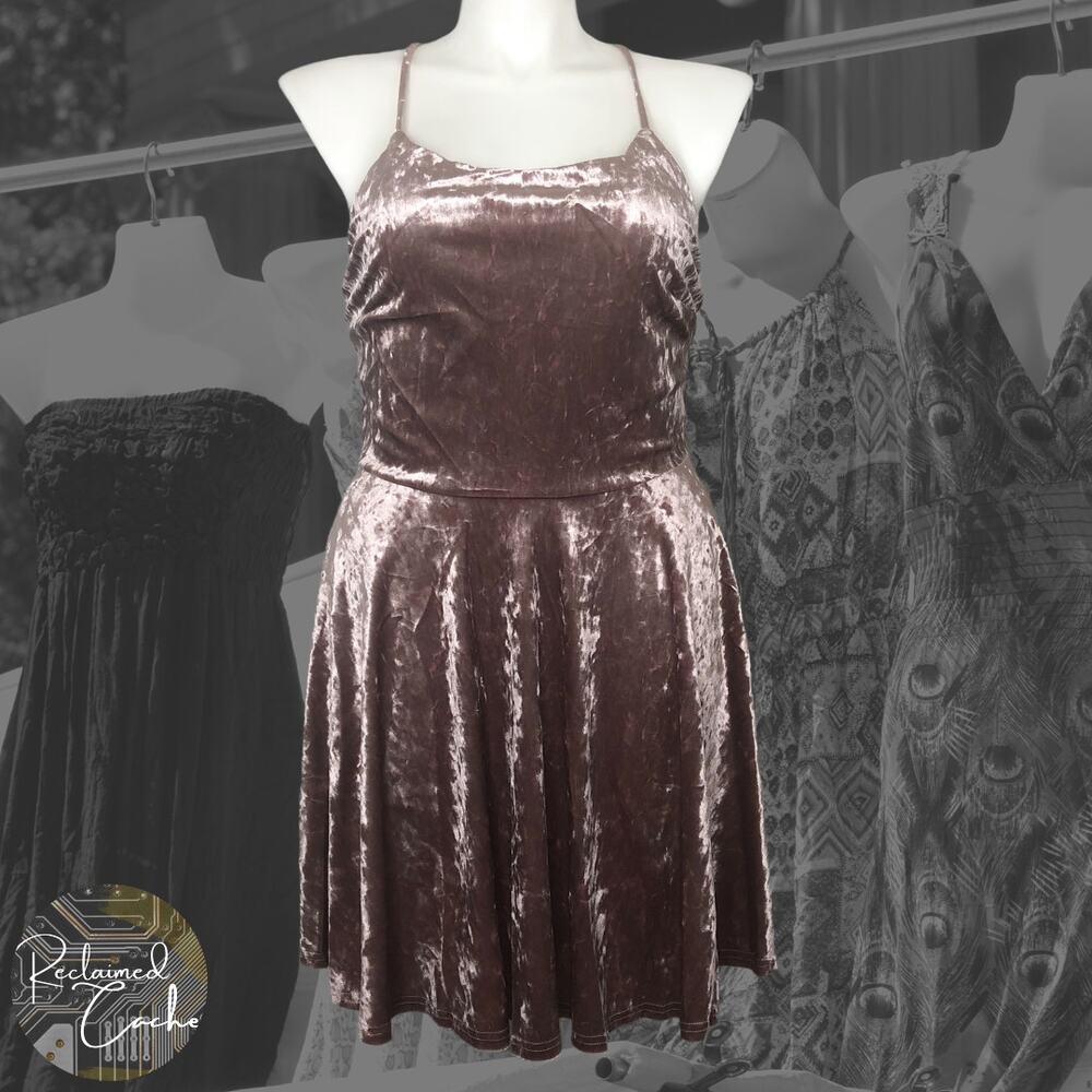 Trac Mauve Crushed Velvet Mini Dress - Size 3XL
